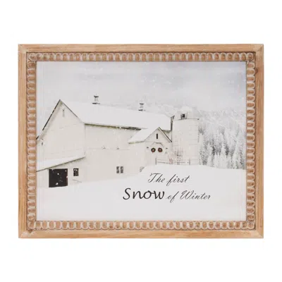 Houzbling First Snow Framed Print 18"l X 14"h Wood/mdf