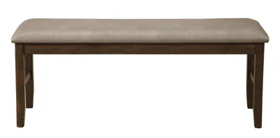Homezia 49" Tan And Dark Brown Faux Leather Distressed Upholstery Dining Bench