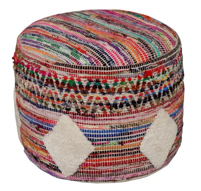 Homezia 18" Multicolored Cotton Blend Ottoman
