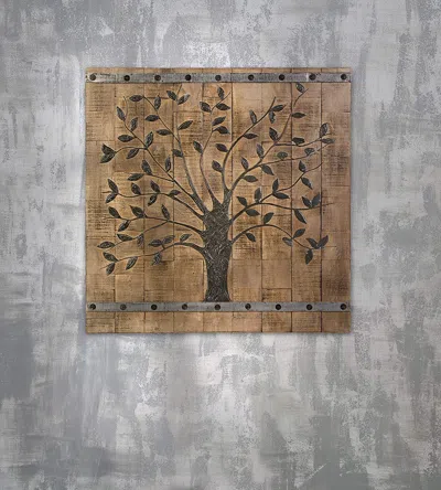Homezia Rustic Brown Barn Door Tree Of Life Wall Art