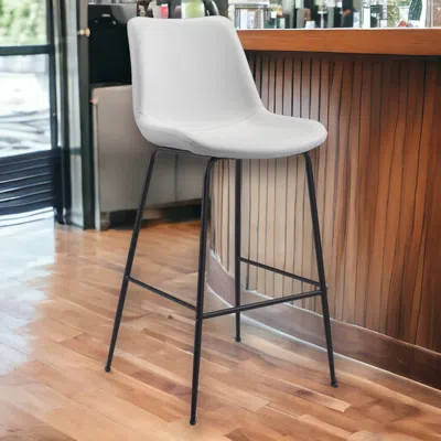 Homezia 31" White And Black Steel Low Back Bar Height Bar Chair