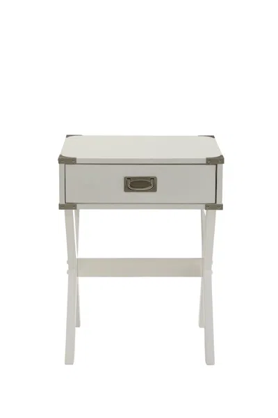 Homezia Modern White X Shape Wooden Storage End Table