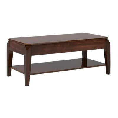 Homezia 47" Dark Brown Lift Top Coffee Table With Shelf