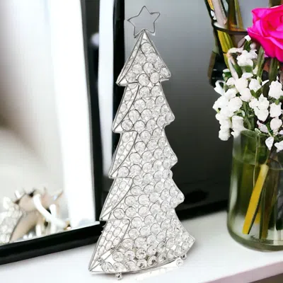 Homezia 16" Silver Faux Crystal Christmas Figurine