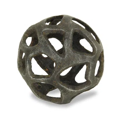 Homezia 4" Natural Black Cast Iron Abstract Decorative Orb