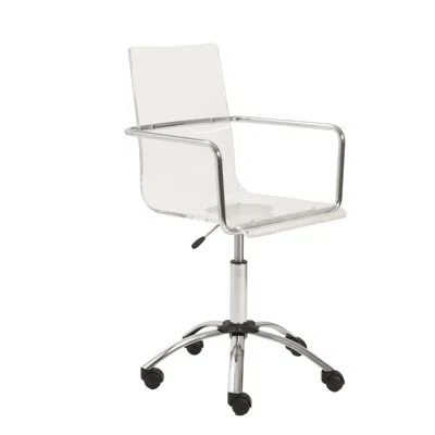 Homezia White And Silver Adjustable Swivel Faux Leather Rolling Executive Office Chair