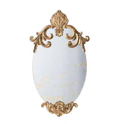 Homezia 26" Gold Crowned Top Framed Accent Mirror