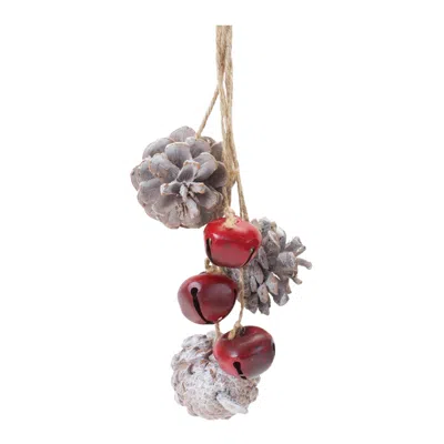 Houzbling Bell And Pine Cone Ornament (set Of 6) 14"h Iron/cone