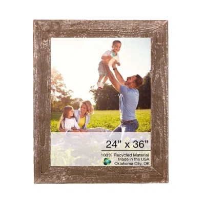 Homezia 24" X 36" Rustic Farmhouse Espresso Wood Frame