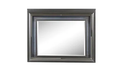 Homezia 39" Metallic Gray Lighted Arch Dresser Mirror