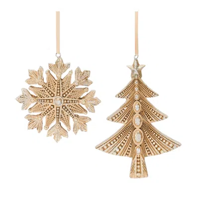 Houzbling Tree And Snowflake Ornament (set Of 12) 3.25"h, 5"h Resin