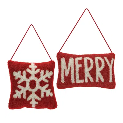 Houzbling Mini Pillow Ornament (set Of 2) 7.5"sq, 9.25"l X 5.75"h Polyester