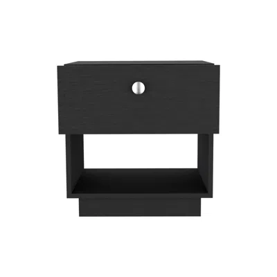 Homezia 20" Black One Drawer Faux Wood Nightstand