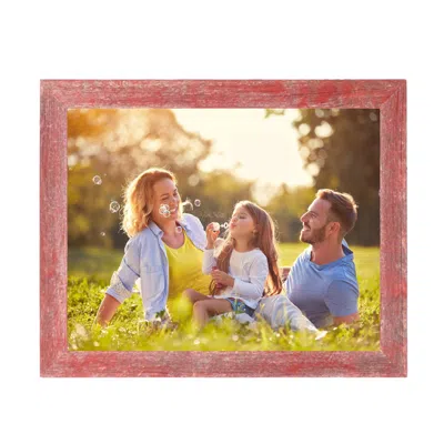Homezia 12" X 12" Rustic Farmhouse Red Wood Frame