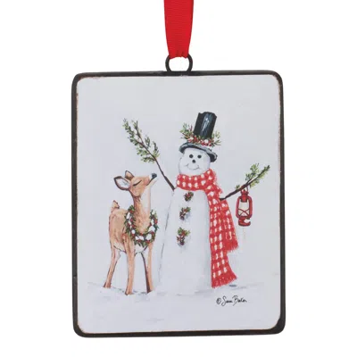 Houzbling Snowman And Deer Ornament (set Of 12) 5.25"h Iron