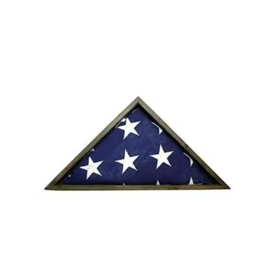 Homezia Rustic Weathered Grey Reclaimed Wood Triangle Wooden Display Flag Case