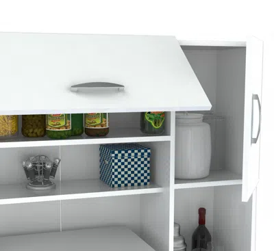 Homezia White Finish Wood Kitchen Storage Cabinet