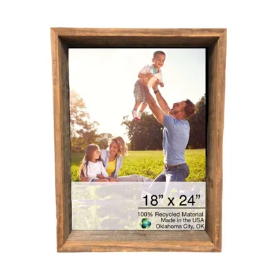 Homezia 18" X 24" Rustic Weathered Grey Picture Frame With Hanger