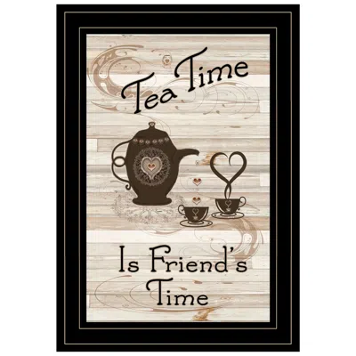 Homezia Tea Time Is Friends Time 2 Black Framed Print Kitchen Wall Art