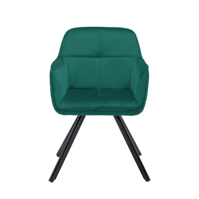 Shop Homezia Tufted Green And Black Velvet And Metal Dining Arm Chair