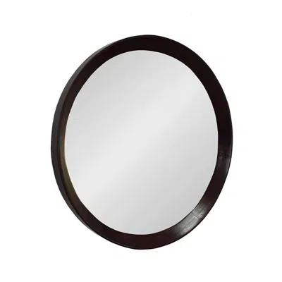 Homezia 20" Dark Brown Round Framed Accent Mirror