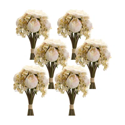 Houzbling Peony And Hydrangea Bouquet (set Of 6) 16.75"h Polyester