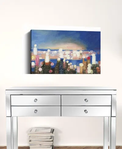 Homezia 30" X 24" Watercolor City Lights On The Horizon Canvas Wall Art