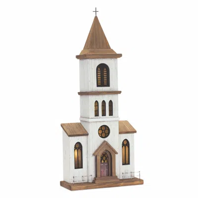 Homezia 25" Brown And White Church Figurine
