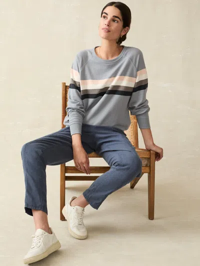 Faherty Coastal Cloud Crew T-shirt In Blue Westward Stripe