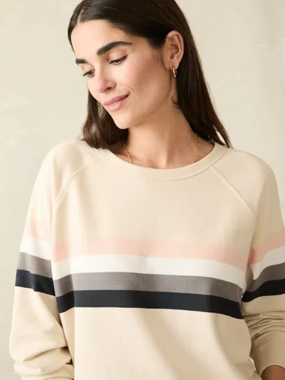 Faherty Coastal Cloud Crew T-shirt In Sandbar Stripe