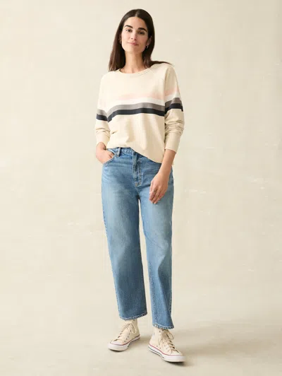 Faherty Coastal Cloud Crew T-shirt In Sandbar Stripe
