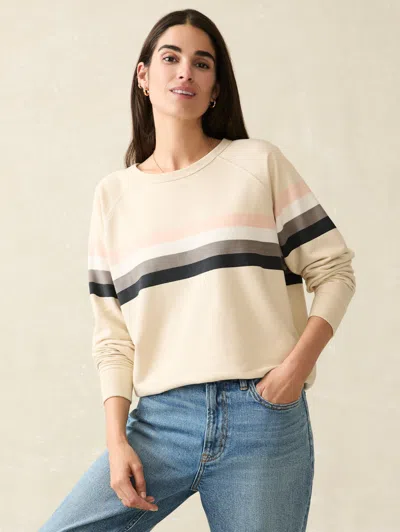Faherty Coastal Cloud Crew T-shirt In Sandbar Stripe