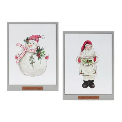 Houzbling Santa And Snowman Frame (set Of 2) 10.5"l X 14"h Mdf