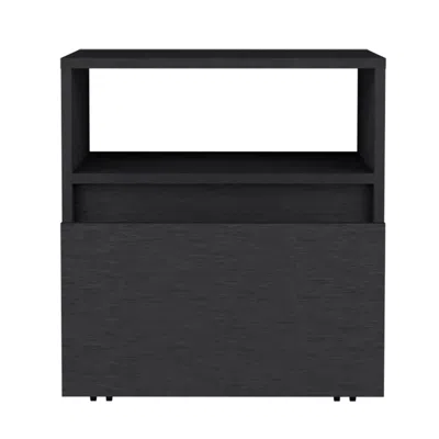 Homezia 21" Black One Drawer Faux Wood Nightstand
