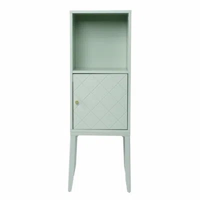 Homezia Pale Green Crosshatch Accent Storage Cabinet