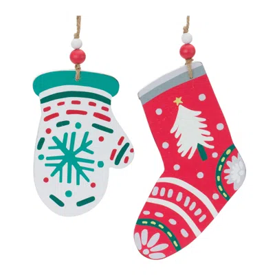 Houzbling Mitten And Stocking Ornament (set Of 12) 7"h, 8"h Mdf