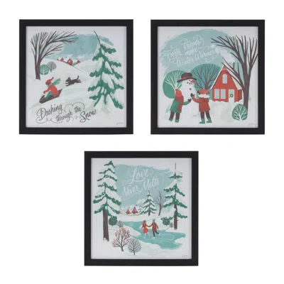 Houzbling Snow Frame (set Of 3) 10"sq Plastic/mdf