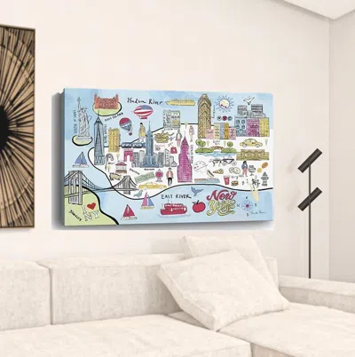 Homezia Fun Illustrated Nyc Map Unframed Print Wall Art