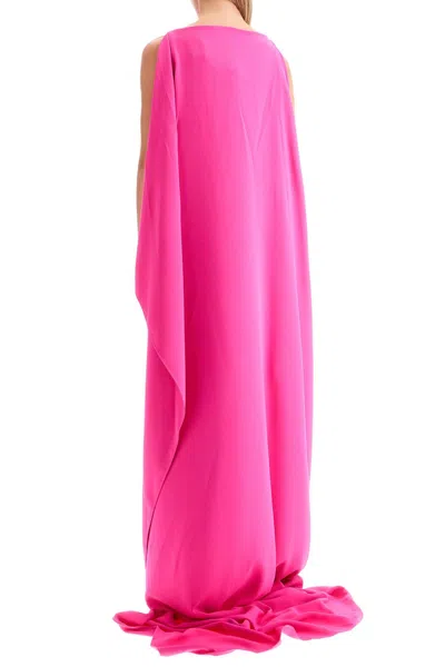 Shop Solace London Abito Lungo 'kaila' Con Mantello In Fuchsia