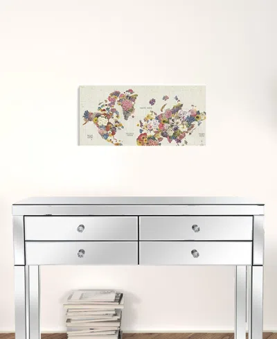 Homezia 24" X 16" Fun Floral Map Of The World Canvas Wall Art