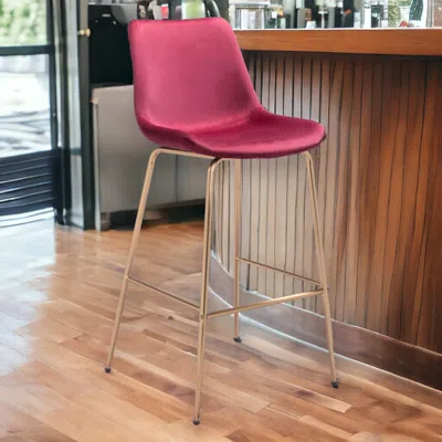 Homezia 31" Red And Copper Steel Low Back Bar Height Bar Chair