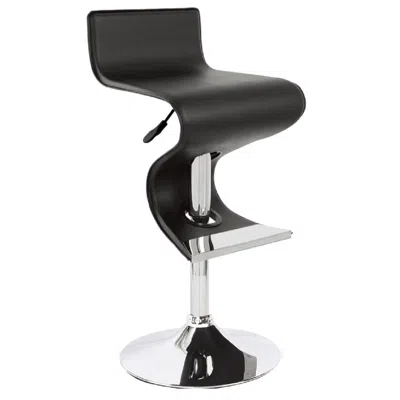 Homezia Black And Silver Faux Leather And Metal Low Back Adjustable Height Bar Chair