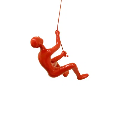 Homezia 6" Red Unique Climbing Man With Rope Wall Art