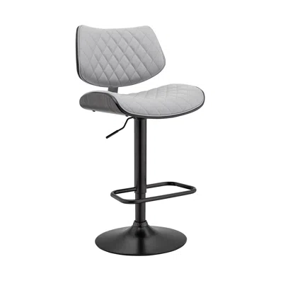 Homezia 24" Gray And Black Faux Leather And Iron Swivel Low Back Adjustable Height Bar Chair