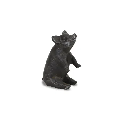 Homezia 8" Black Rustic Metal Pig Figurine