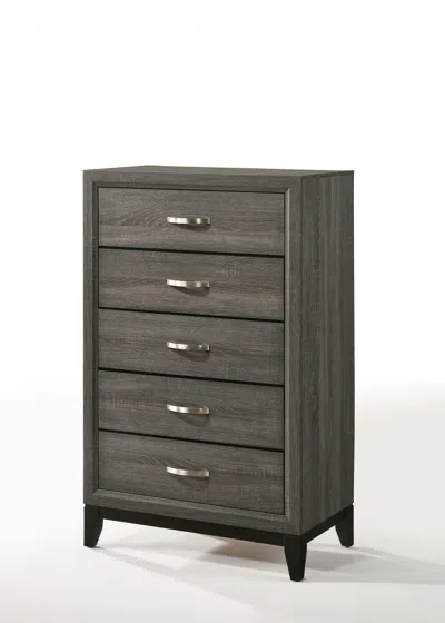 Homezia 31" Gray Manufactured Wood Five Drawer Chest