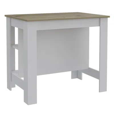 Homezia Modern White And Light Oak Kitchen Island
