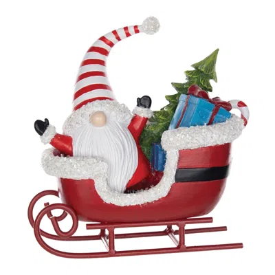 Houzbling Gnome In Sleigh (set Of 2) 7.75"l X 8"h Resin/metal