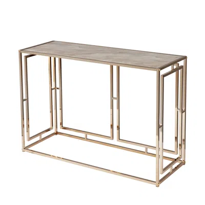 Homezia 44" Champagne And Gold Faux Marble Frame Console Table