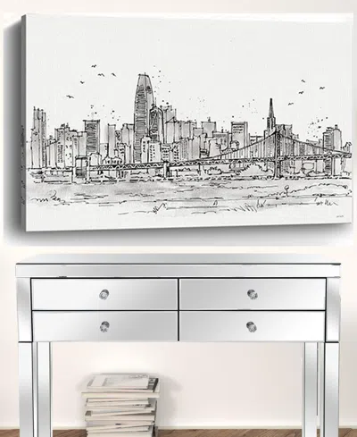 Homezia Monochrome City Skyline Sketch Unframed Print Wall Art